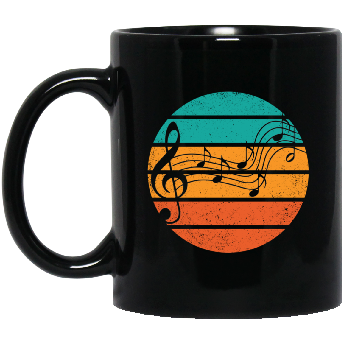 Retro Music Sunset, Music Gift, Gift For Musician, Singer Gift, Choir Gift, Black Music Mug