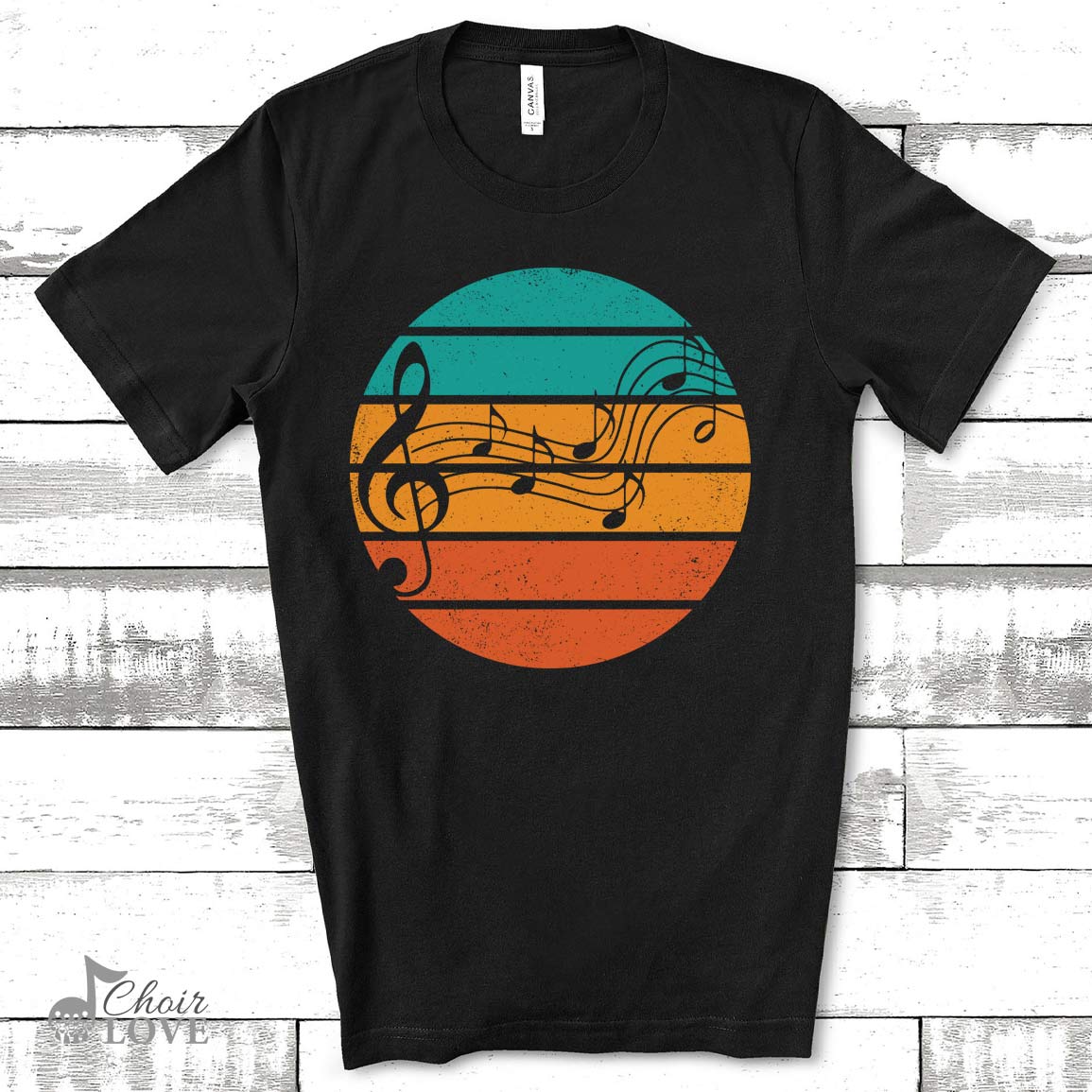 Retro Musical Notes, Gift For Him, Music Sunset, Music Gift, Gift For Musician, Singer, Chorister, Unisex Jersey Short-Sleeve Tee