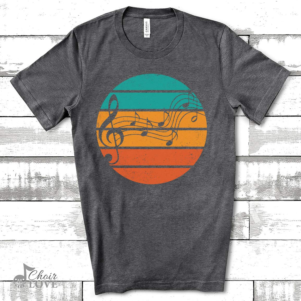 Retro Musical Notes, Gift For Him, Music Sunset, Music Gift, Gift For Musician, Singer, Chorister, Unisex Jersey Short-Sleeve Tee