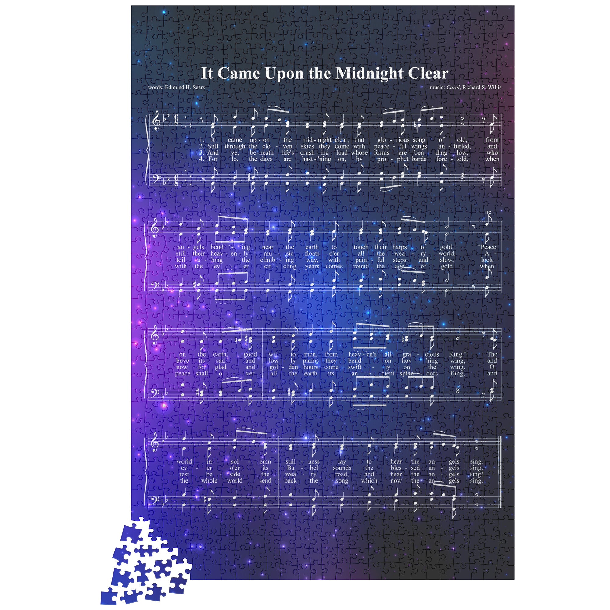 1000 Piece Puzzle, It Came Upon The Midnight Clear Jigsaw Puzzle, Christmas Jigsaw, Music Lover Gift, Christmas Carols, Singer Gift