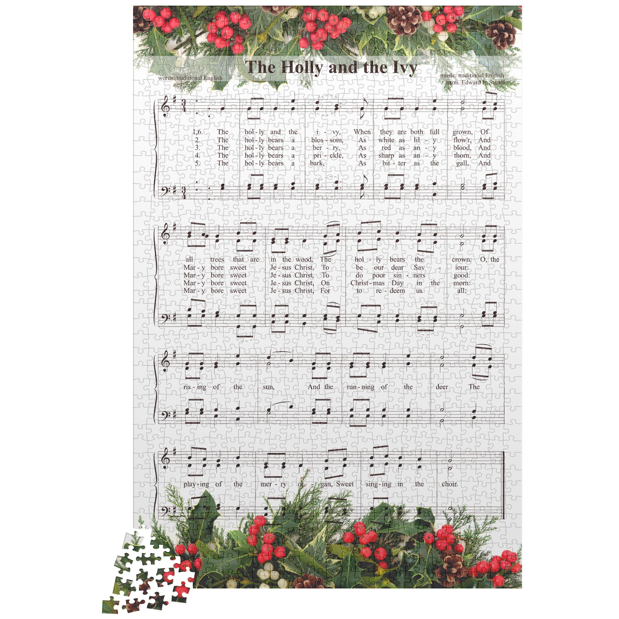 1000 Piece Puzzle, The Holly And The Ivy Jigsaw Puzzle, Christmas Jigsaw, Music Lover Gift, Christmas Carols, Singer Gift