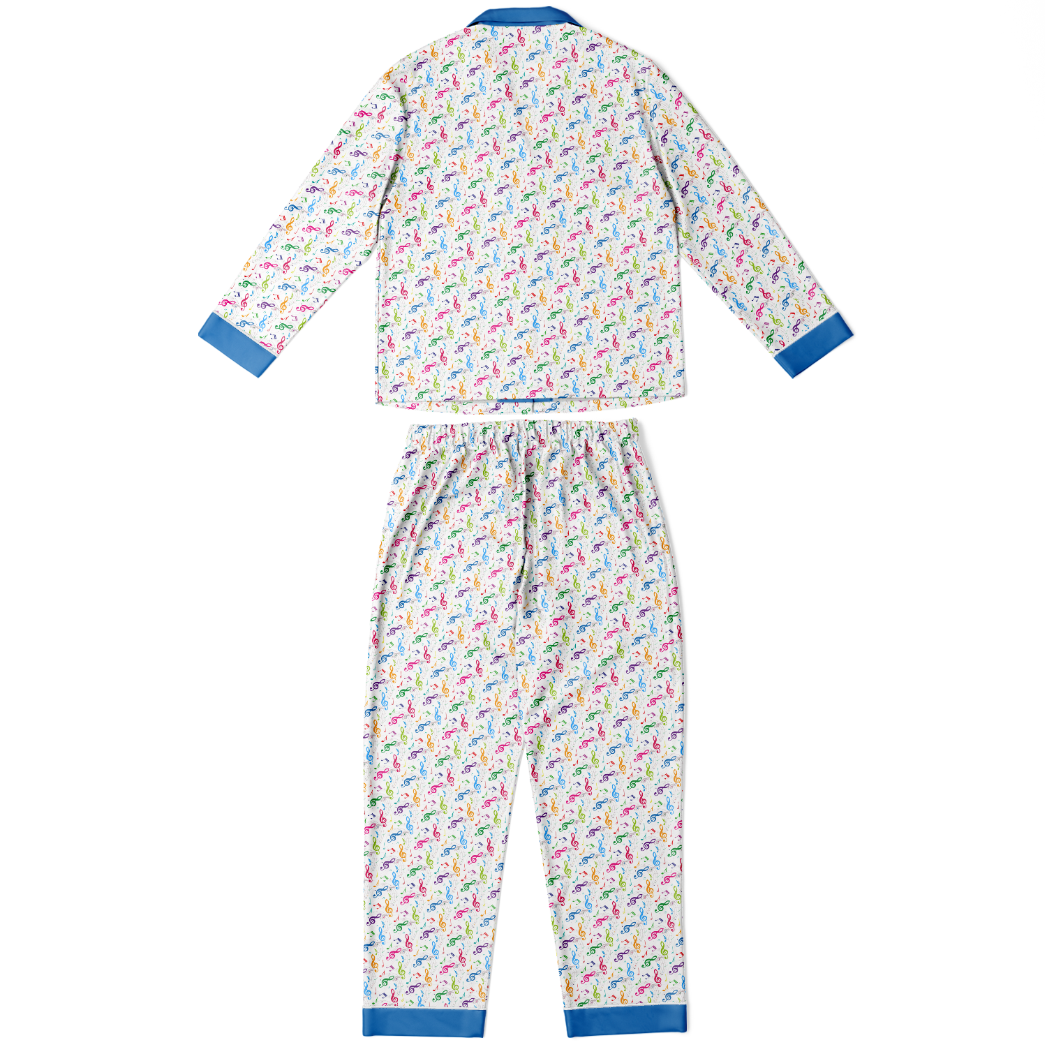 Pyjamas Women, Music Gift, Gift For Singers, Treble Clef Deluxe Satin Pyjamas, Music Pyjamas With Blue Accents, Butter-Soft Fabric