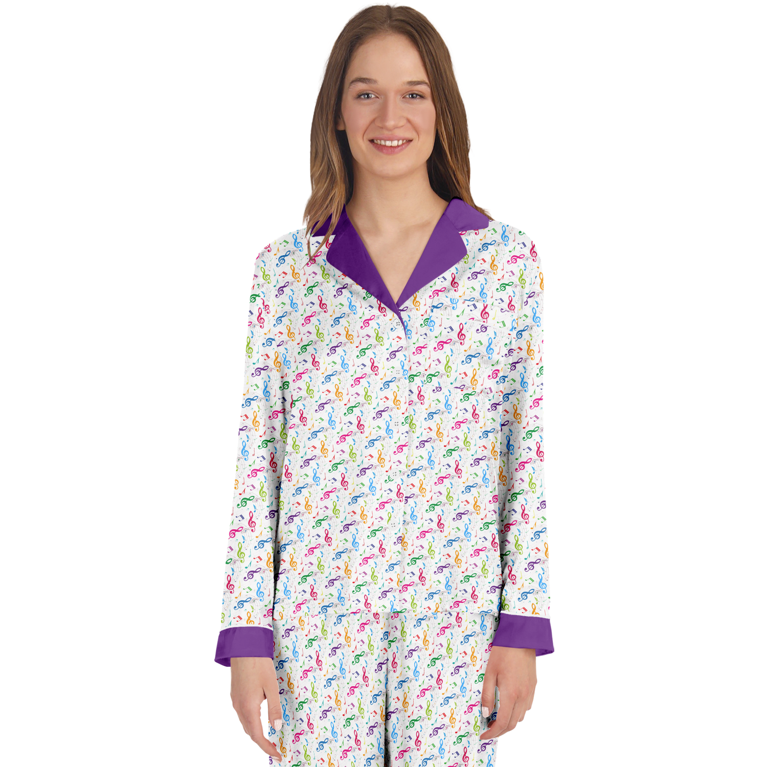 Pyjamas Women, Music Gift, Gift For Singers, Treble Clef Deluxe Satin Pyjamas, Music Pyjamas With Butter-Soft Fabric