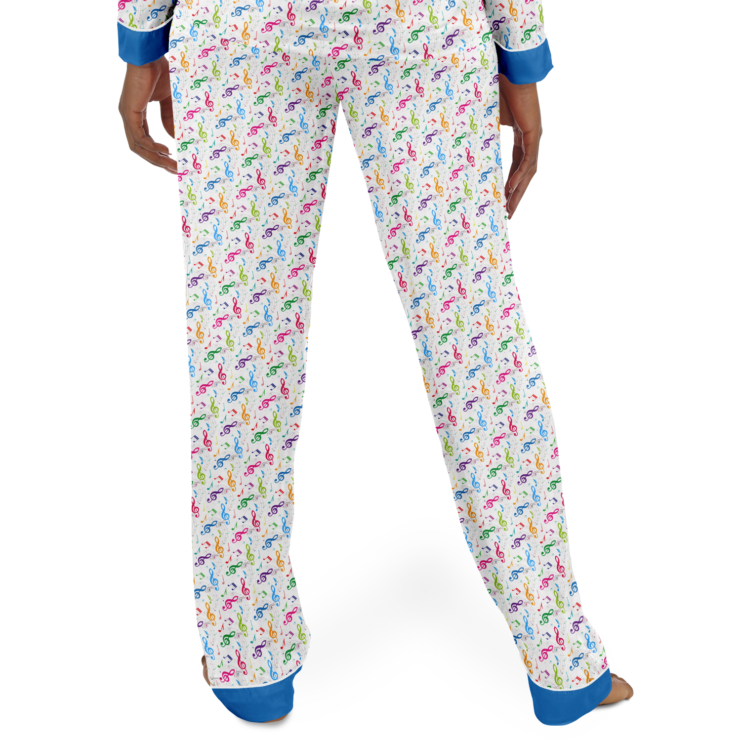 Pyjamas Women, Music Gift, Gift For Singers, Treble Clef Deluxe Satin Pyjamas, Music Pyjamas With Blue Accents, Butter-Soft Fabric