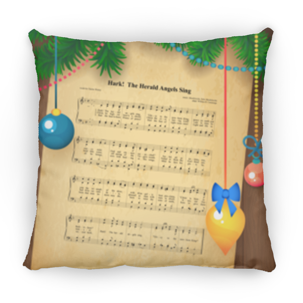 Gift For Music Teacher, Gift For Choir, Musician, Singer, Hark The Herald Angels Sing Small 12" Square Pillow