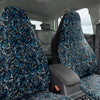 Custom Front Car Seat Covers, Music Notes, Thanks For The Music - Turquoise Blue