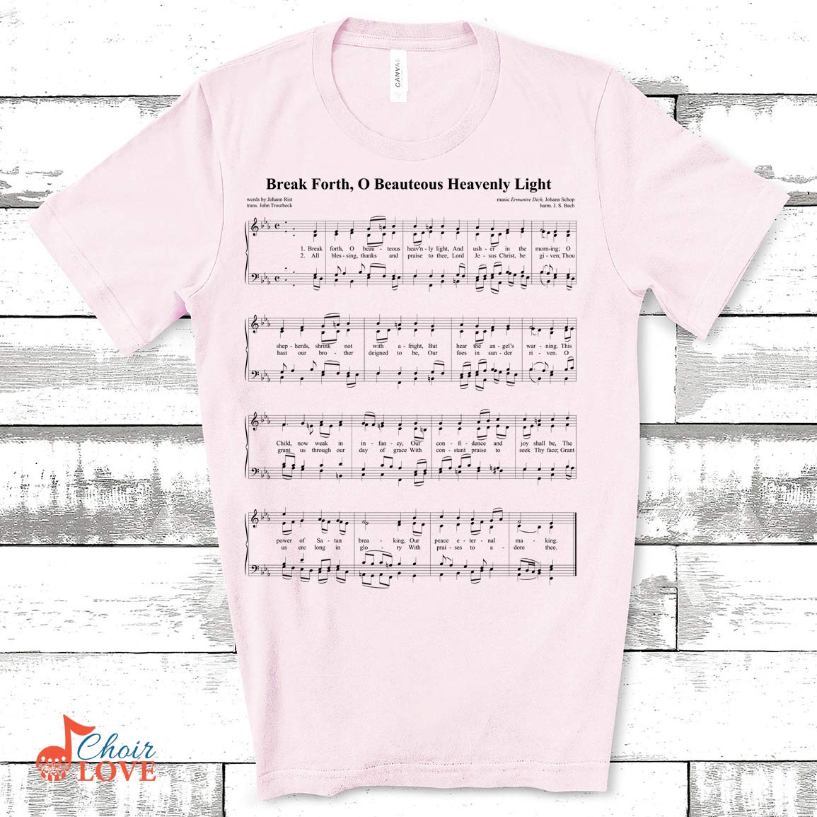 Music Gift, Gifts For Singer, Choir Gift, Break Forth O Beauteous Heavenly Light Singalong Unisex Jersey Short-Sleeve T-Shirt