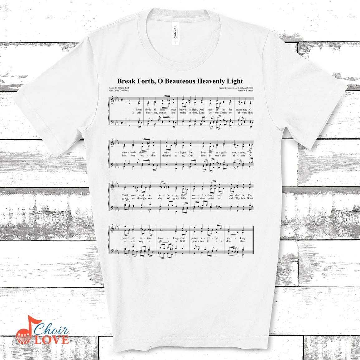 Music Gift, Gifts For Singer, Choir Gift, Break Forth O Beauteous Heavenly Light Singalong Unisex Jersey Short-Sleeve T-Shirt