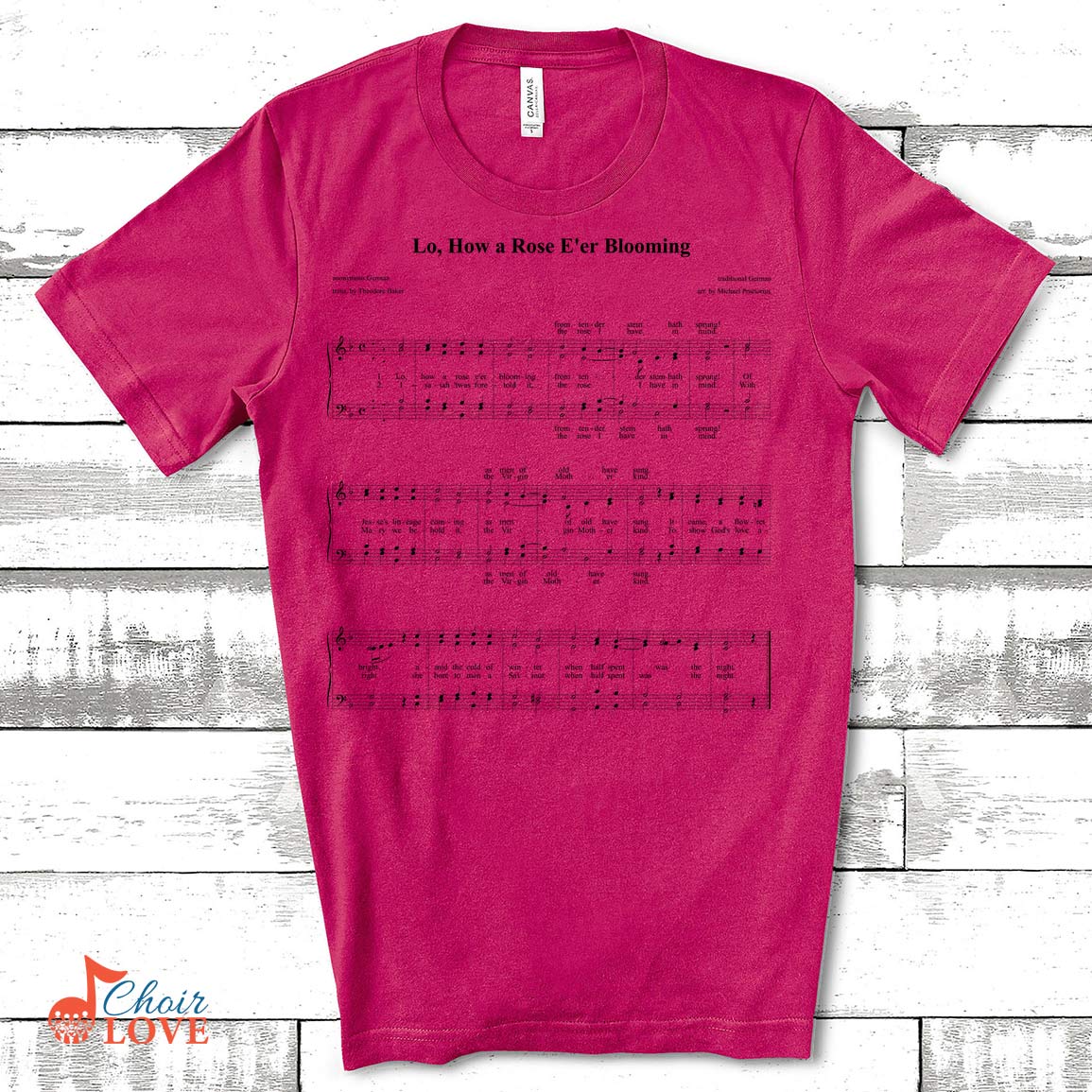 Music Gift, Gifts For Singer, Choir Gift, Lo How A Rose Eer Blooming Singalong Unisex Jersey Short-Sleeve T-Shirt