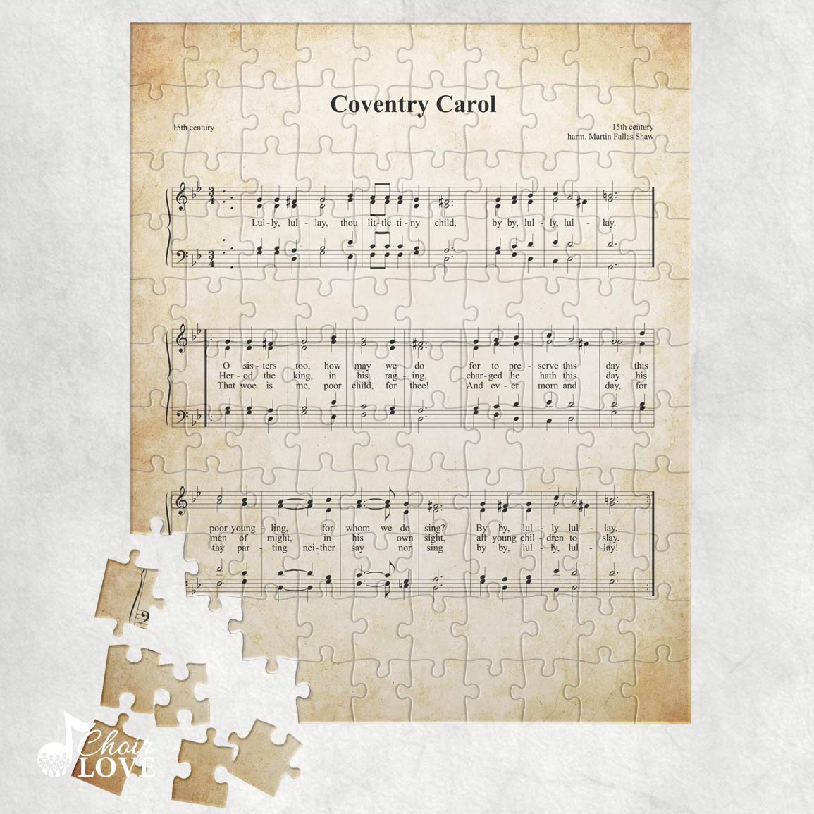 Coventry Carol Holiday Jigsaw Puzzle, Christmas Puzzle, Music Gift, Music Education, Fun Choir Gift