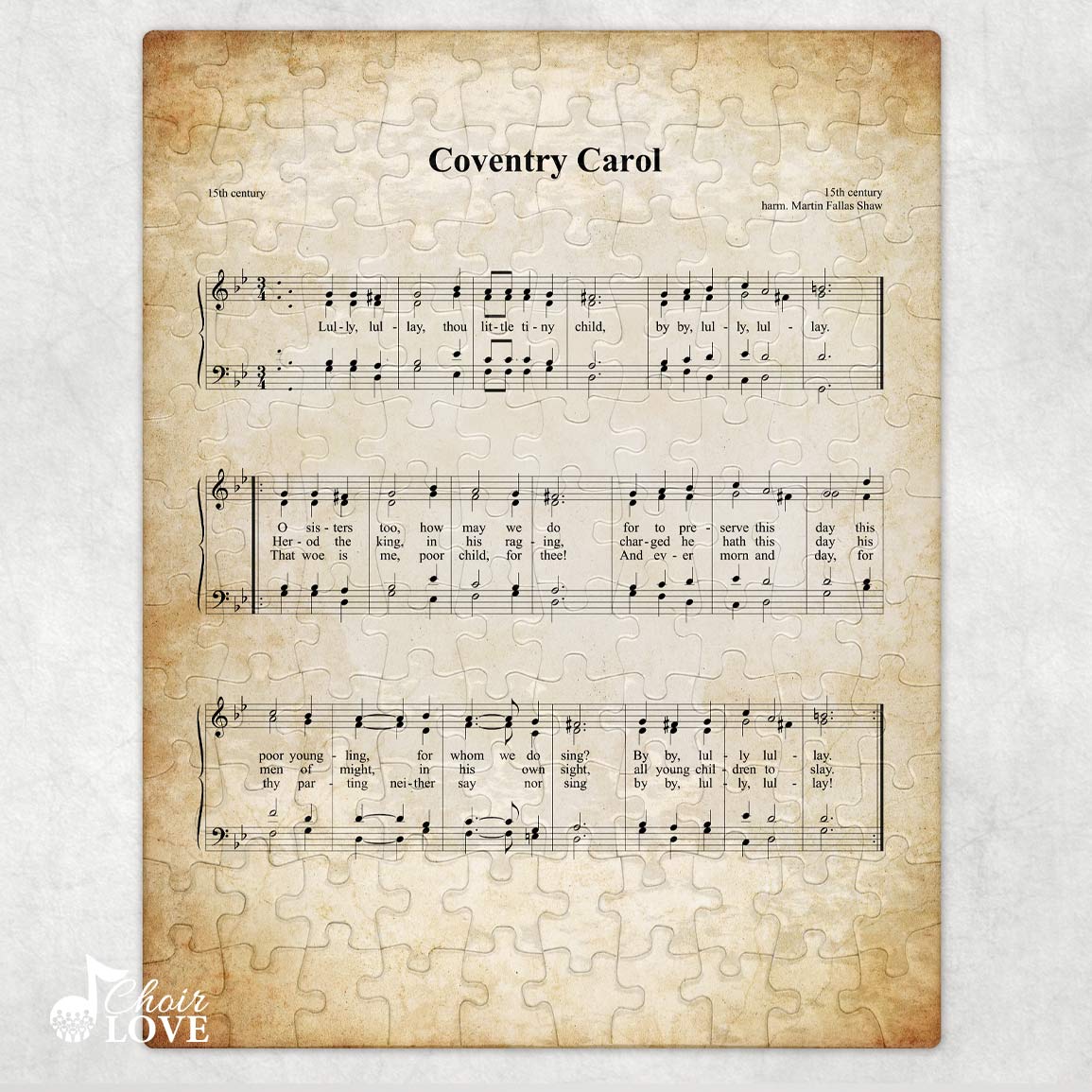 Coventry Carol Holiday Jigsaw Puzzle, Christmas Puzzle, Music Gift, Music Education, Fun Choir Gift