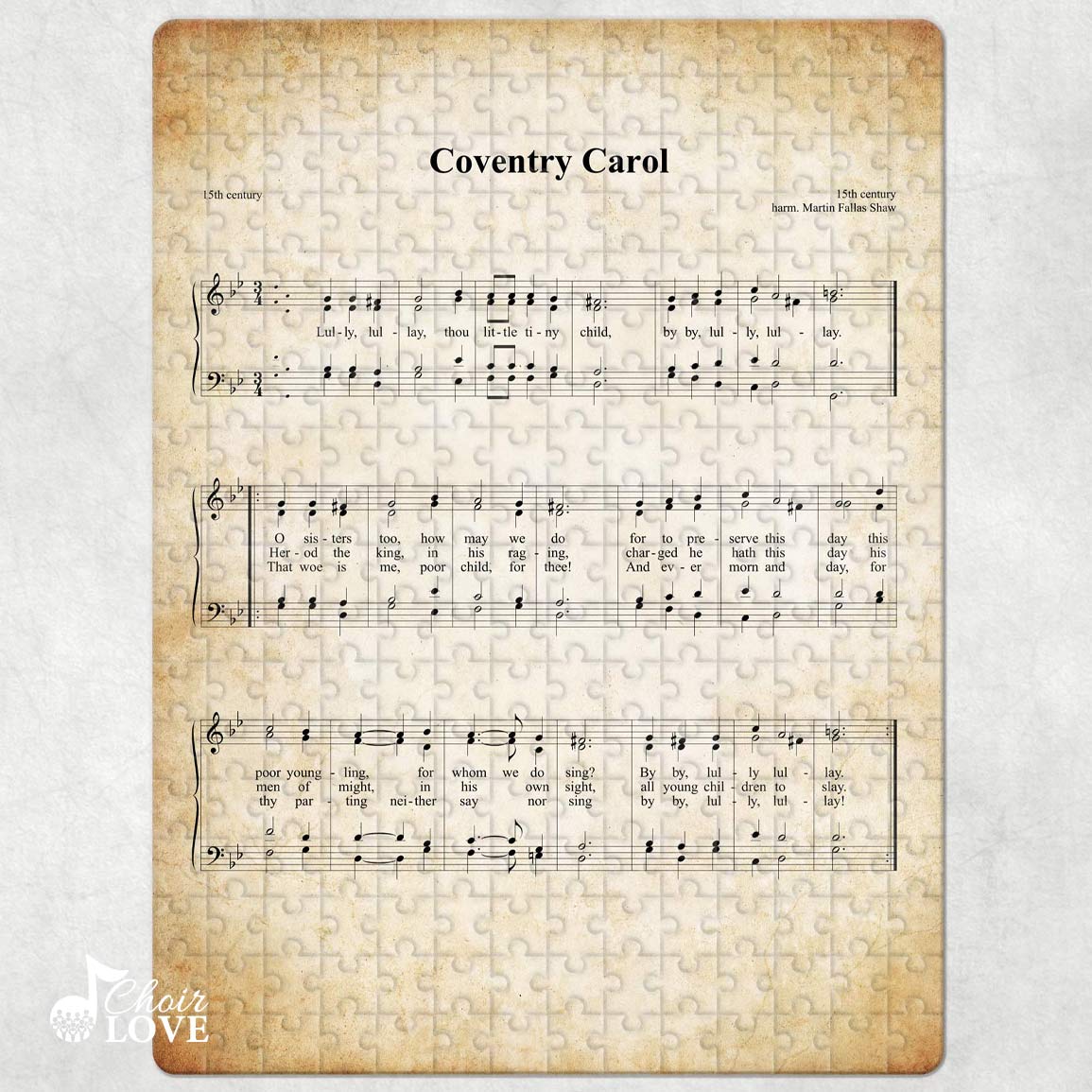 Coventry Carol Holiday Jigsaw Puzzle, Christmas Puzzle, Music Gift, Music Education, Fun Choir Gift