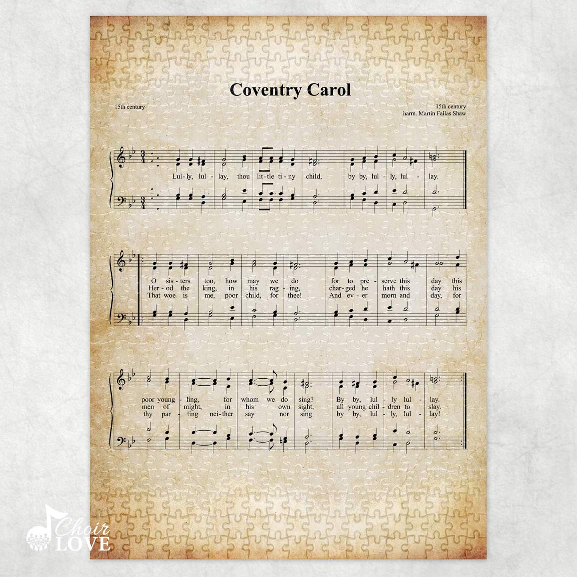 Coventry Carol Holiday Jigsaw Puzzle, Christmas Puzzle, Music Gift, Music Education, Fun Choir Gift