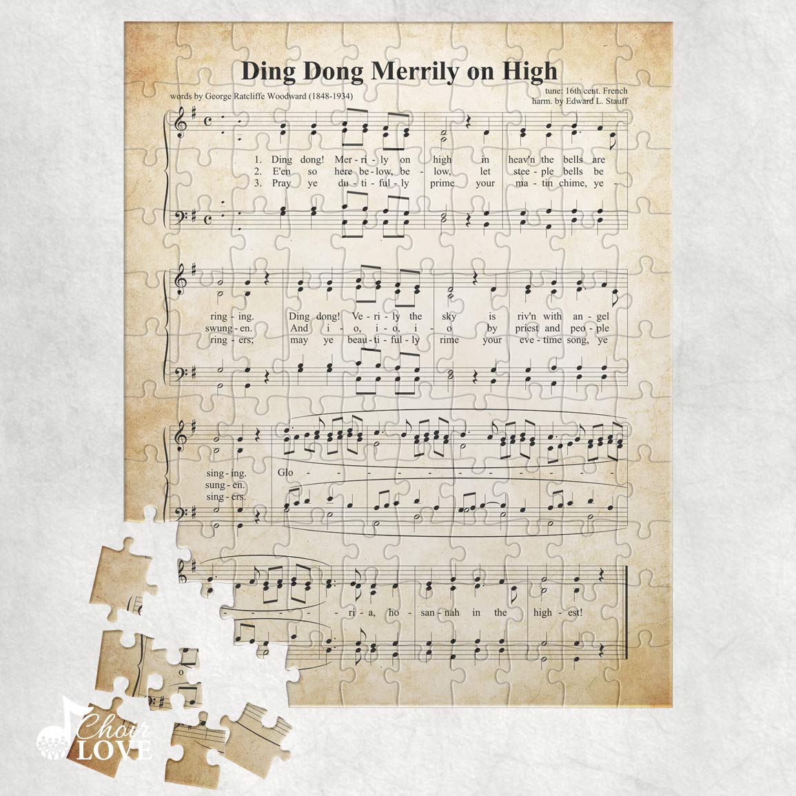 Ding Dong Merrily On High Holiday Jigsaw Puzzle, Christmas Puzzle, Music Gift, Music Education, Fun Choir Gift