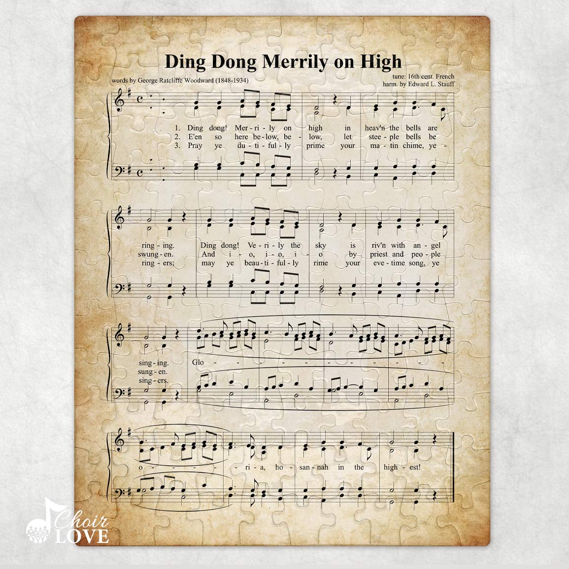 Ding Dong Merrily On High Holiday Jigsaw Puzzle, Christmas Puzzle, Music Gift, Music Education, Fun Choir Gift