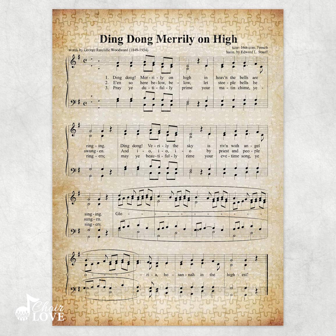 Ding Dong Merrily On High Holiday Jigsaw Puzzle, Christmas Puzzle, Music Gift, Music Education, Fun Choir Gift