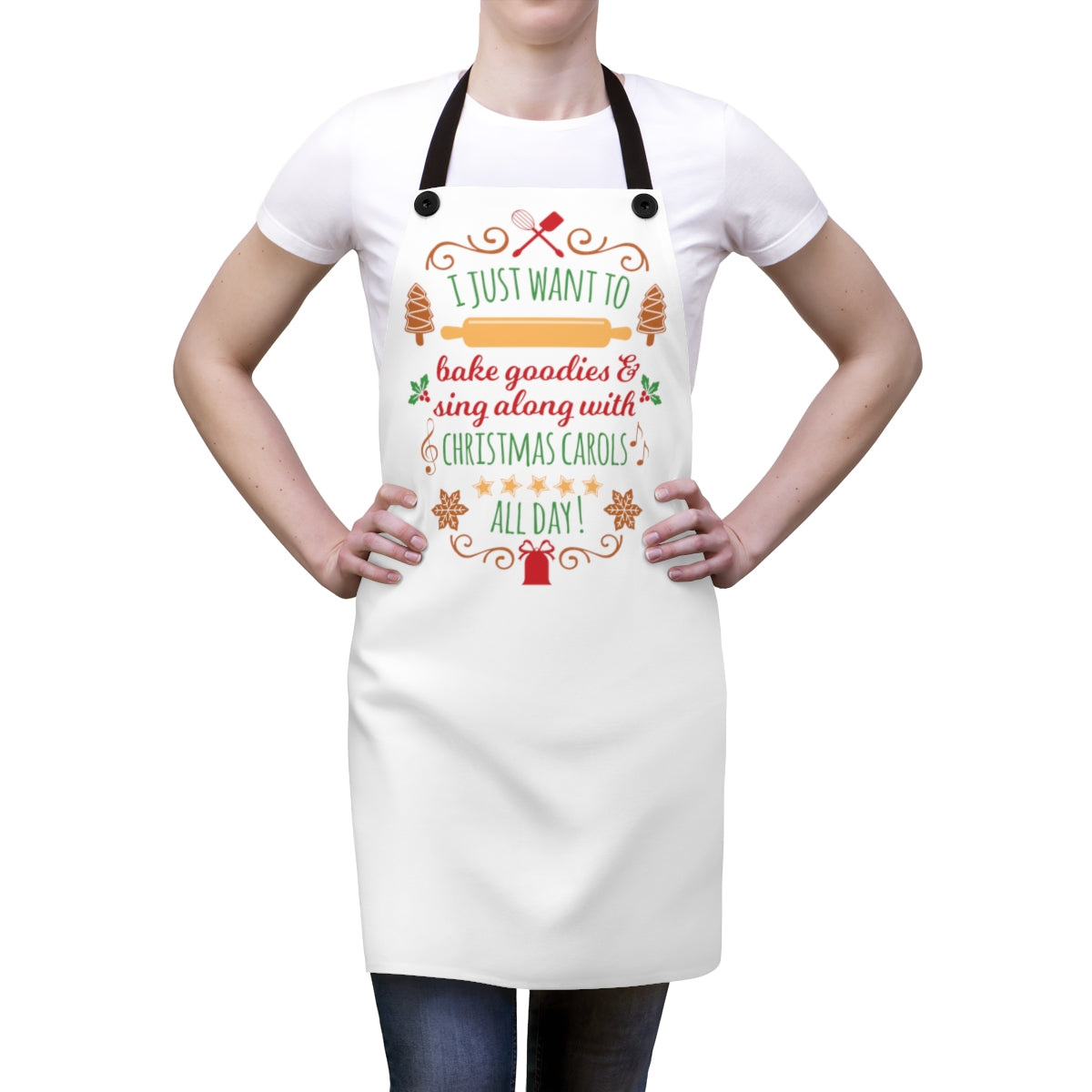 Gifts For Singer, Choir, Baker, Vocalist, Musical Theatre, I Just Want To Bake Cookies And Sing Christmas Carols Kitchen Apron