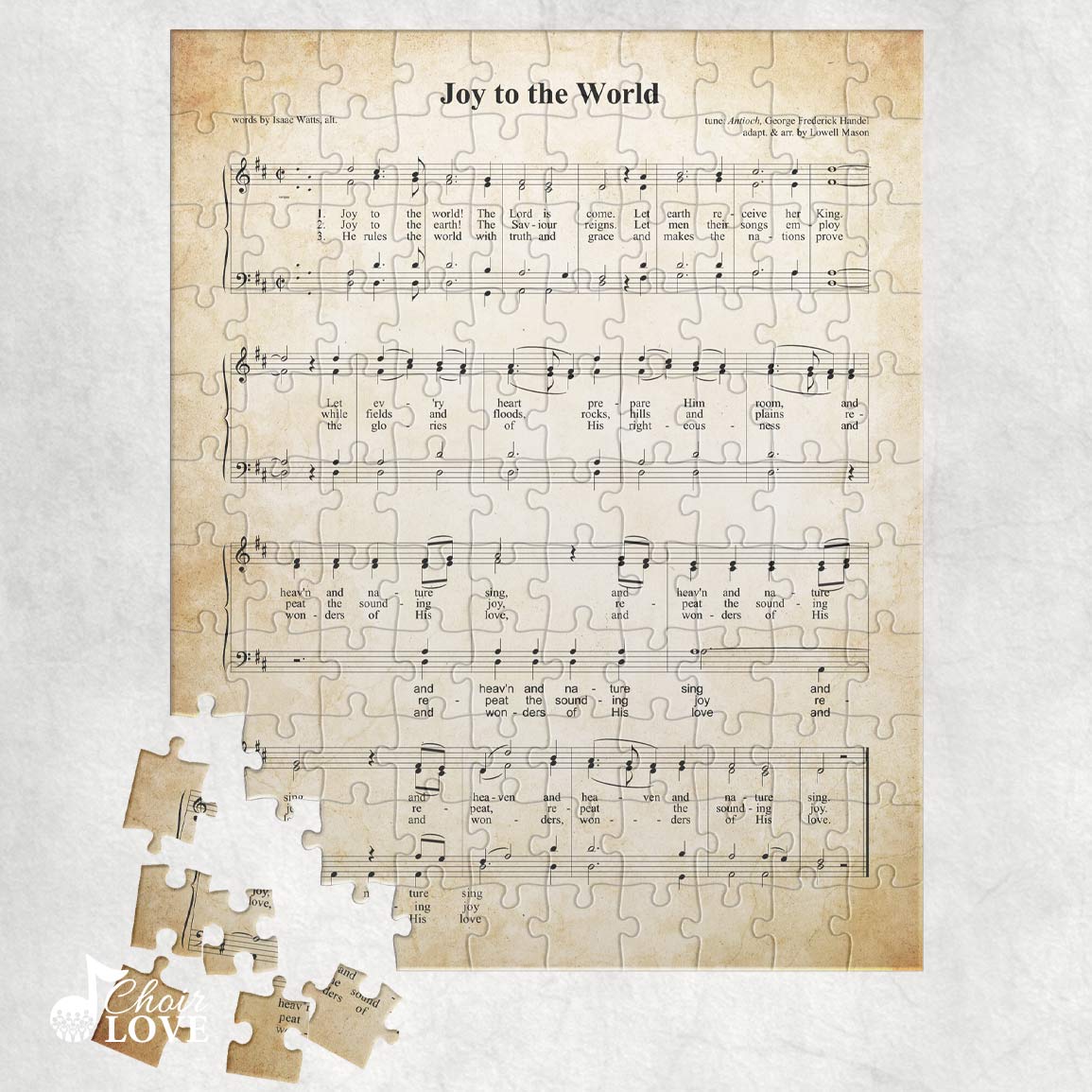 Joy To The World Holiday Jigsaw Puzzle, Christmas Puzzle, Music Gift, Music Education, Fun Choir Gift