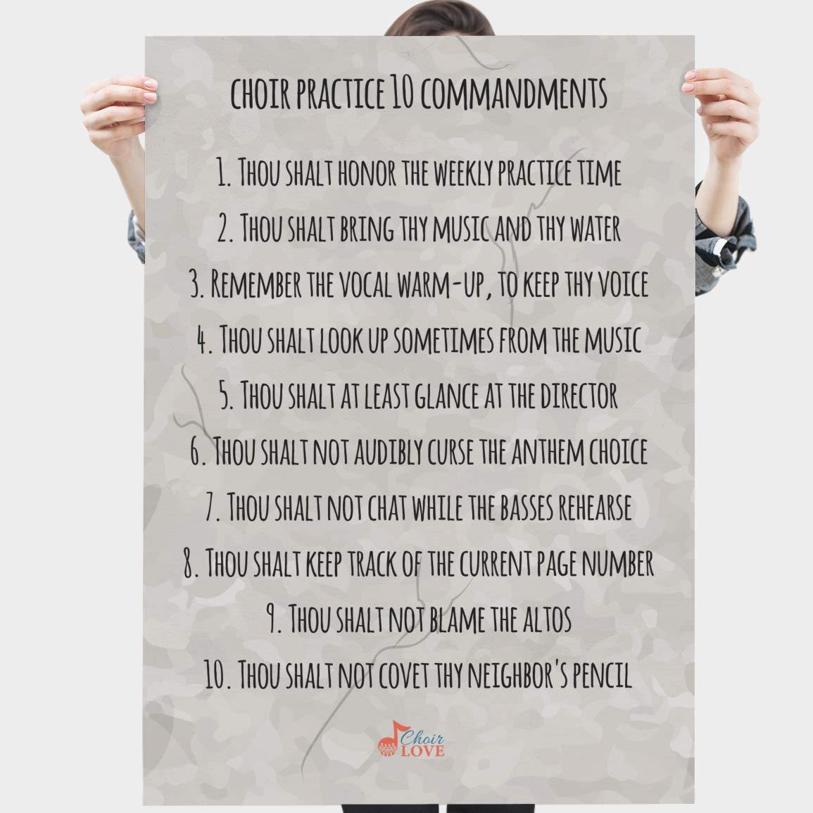 Choir Practice 10 Commandments Satin Portrait Poster - Choir Love