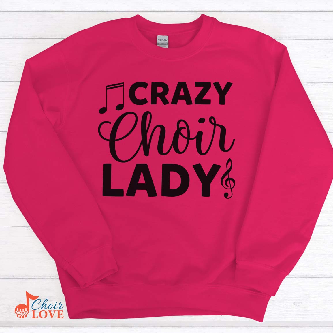 Music Gift, Gifts For Singer, Choir, Musical Theatre, Vocalist, Crazy Choir Lady Crewneck Pullover Sweatshirt