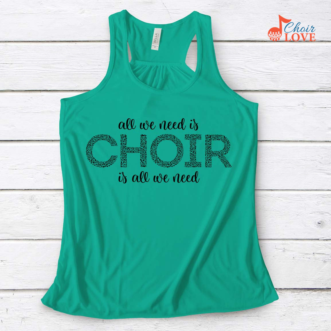 Music Gift, Gifts For Singer, Choir, Chorus, Music Lover, All We Need Is Choir Is All We Need Ladies' Flowy Racerback Tank