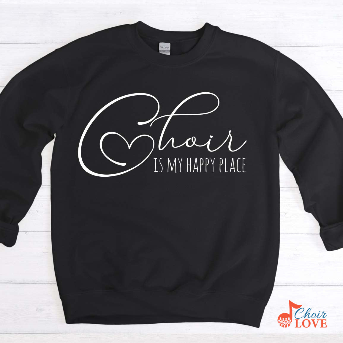 Music Gift, Gifts For Singer, Choir, Musical Theatre, Music Shirt, Choir Is My Happy Place Crewneck Pullover Sweatshirt