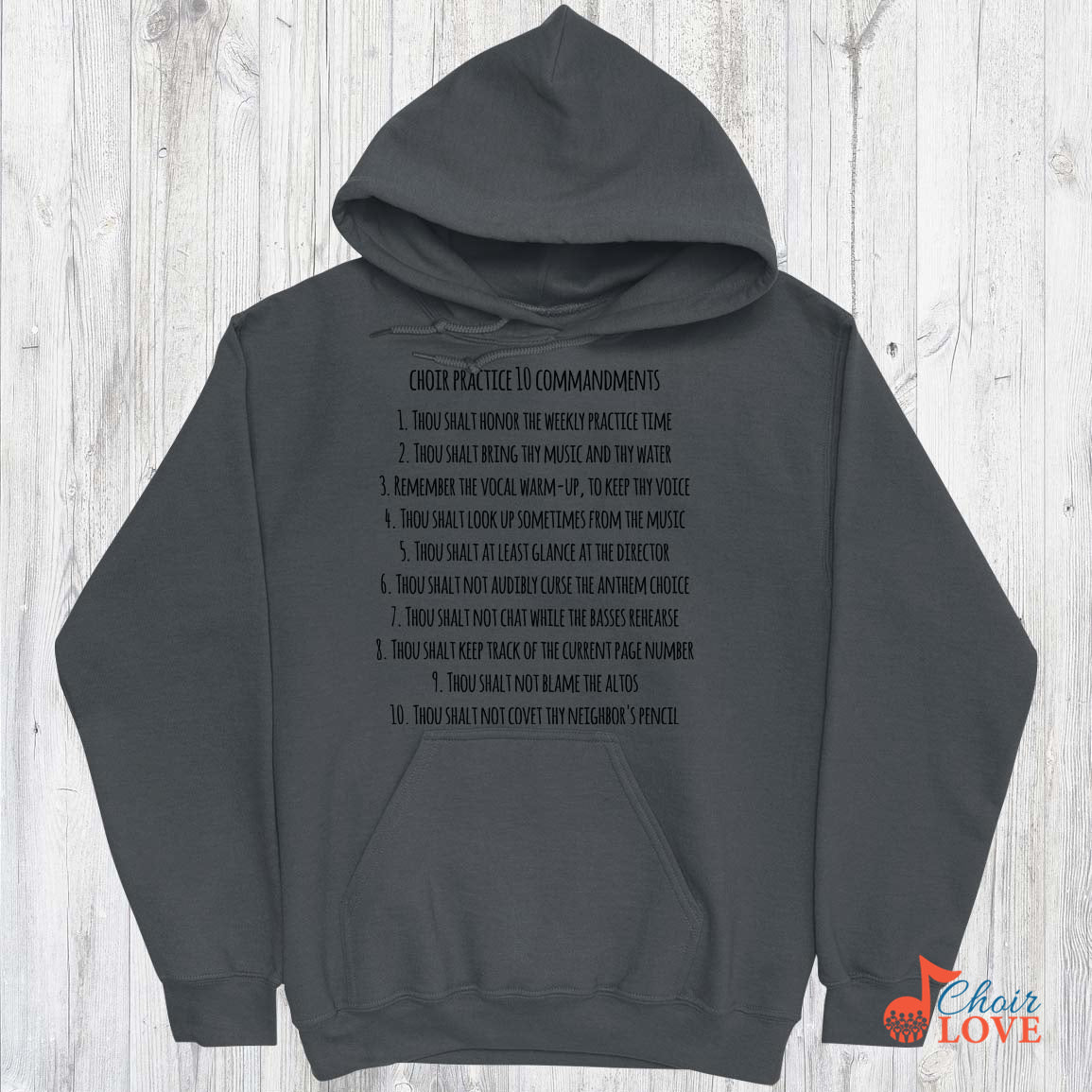 Music Gift, Gifts For Singer, Choir, Musician, Chorale, Choir Practice 10 Commandments Unisex Pullover Hoodie