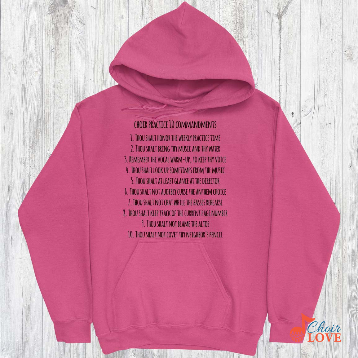 Music Gift, Gifts For Singer, Choir, Musician, Chorale, Choir Practice 10 Commandments Unisex Pullover Hoodie