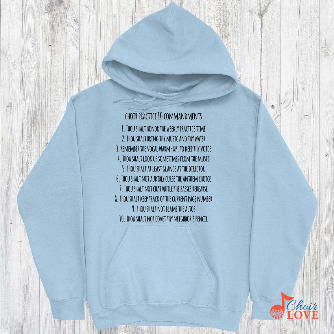 Music Gift, Gifts For Singer, Choir, Musician, Chorale, Choir Practice 10 Commandments Unisex Pullover Hoodie