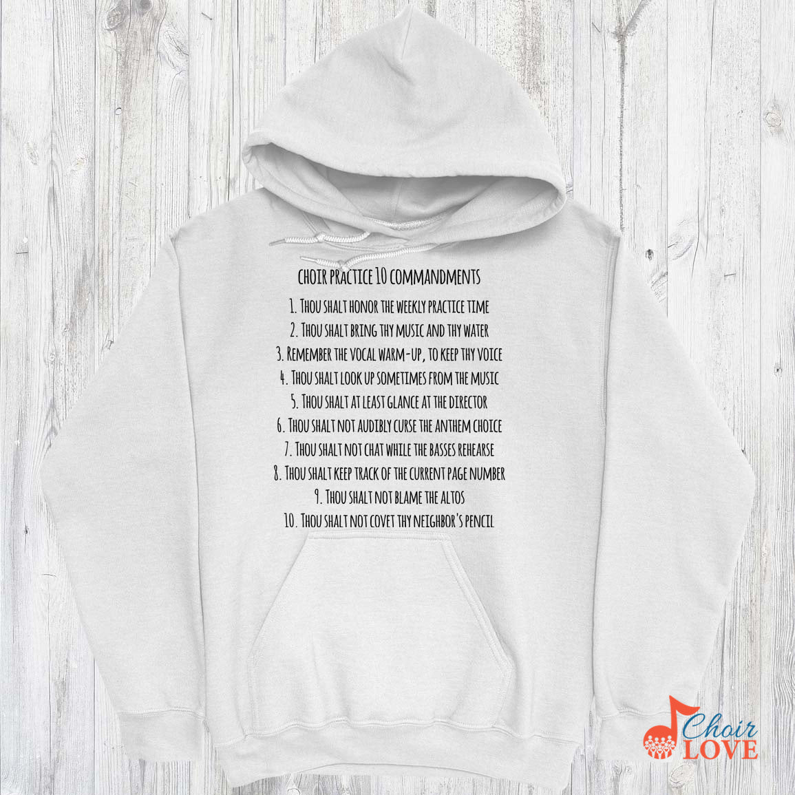 Music Gift, Gifts For Singer, Choir, Musician, Chorale, Choir Practice 10 Commandments Unisex Pullover Hoodie