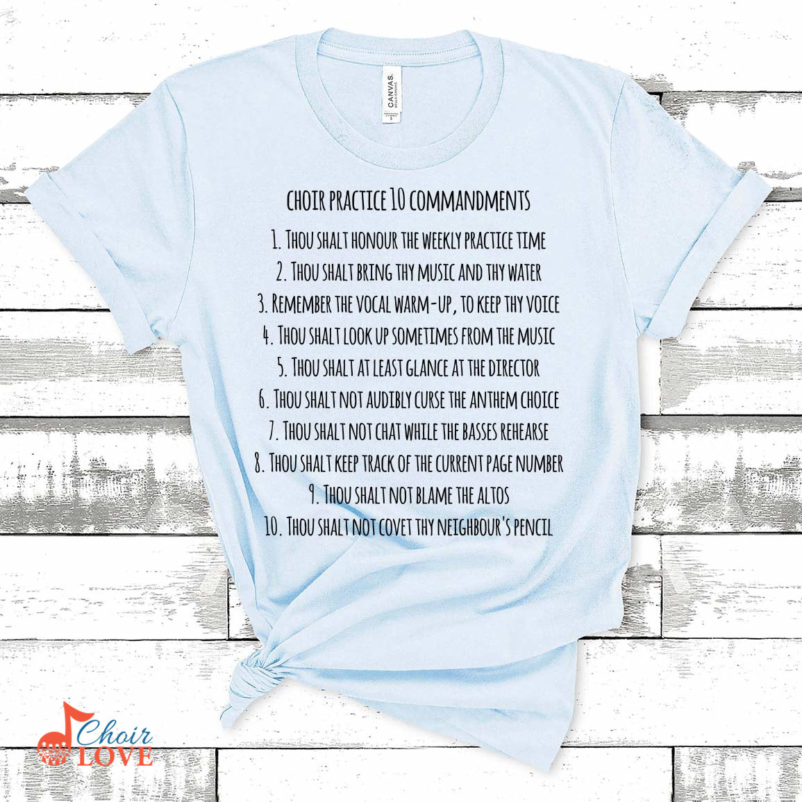 Music Gift, Gifts For Singer, Choir, Chorus, Choir Practice 10 Commandments (UK Version) Unisex Jersey Short-Sleeve T-Shirt