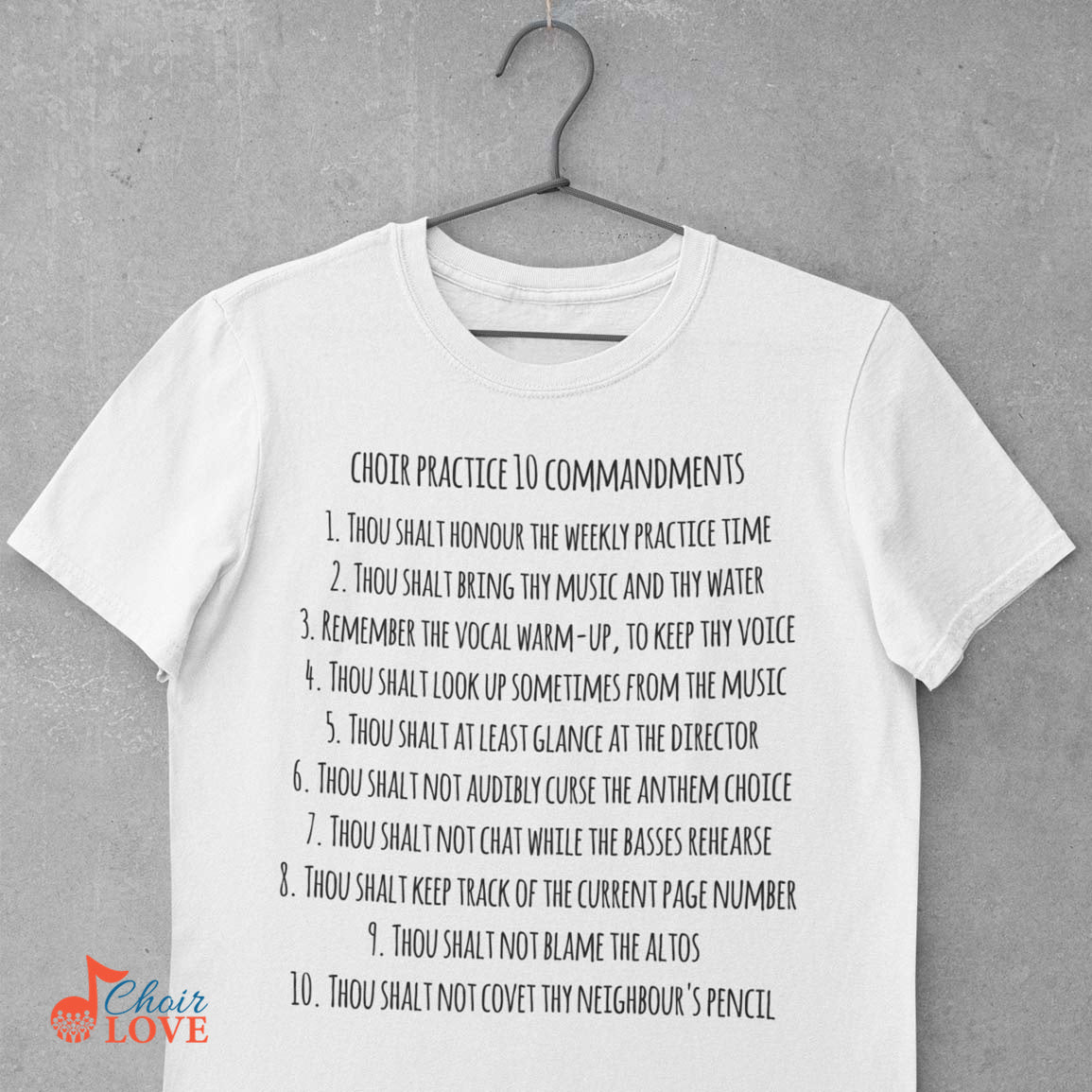 Music Gift, Gifts For Singer, Choir, Chorus, Choir Practice 10 Commandments (UK Version) Unisex Jersey Short-Sleeve T-Shirt