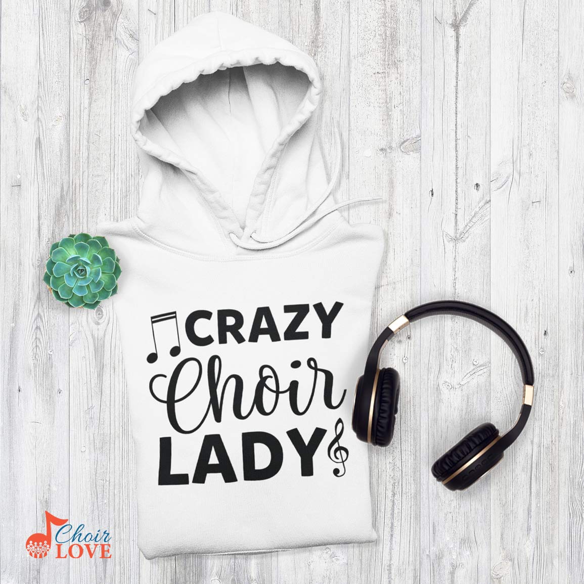 Music Gift, Gifts For Singer, Choir, Musical Theatre, Ensemble, Choral Singing, Crazy Choir Lady Pullover Hoodie