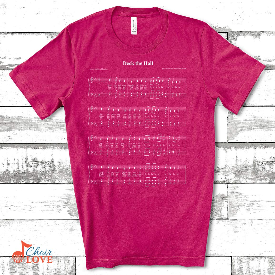 Gifts For Singer, Music Gift, Choir Gift, Deck The Hall Sing-a-long Music Shirt Unisex Jersey Short-Sleeve T-Shirt