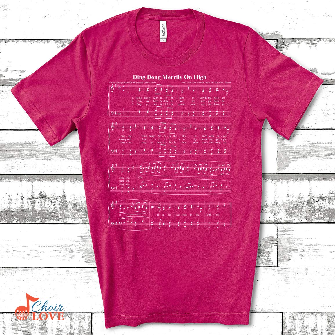 Gifts For Singer, Music Gift, Choir Gift, Ding Dong Merrily On High Sing-a-long Music Shirt Unisex Jersey Short-Sleeve T-Shirt