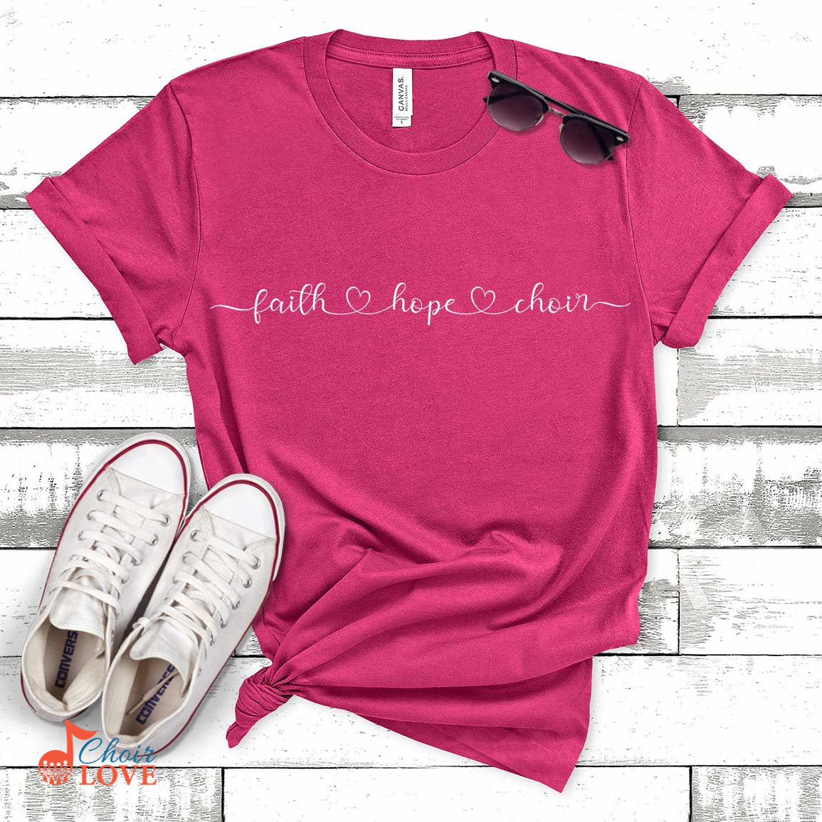 Music Gift, Gifts For Singer, Choir, Musical Theatre, Vocalist, Faith Hope Choir Unisex Jersey Short-Sleeve T-Shirt