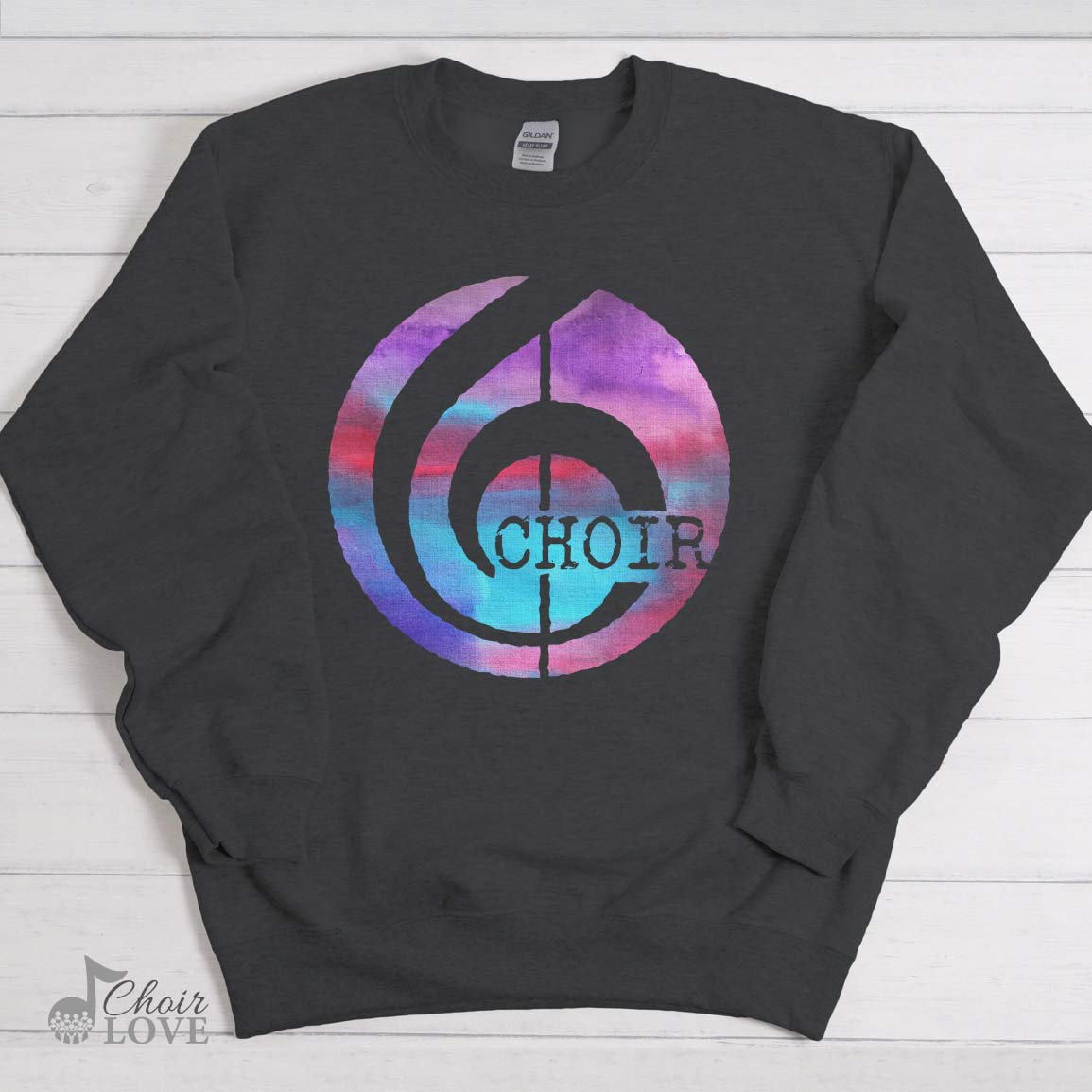 Music Gift For Choir, Musicians, Choralists Watercolor Treble Clef Crewneck Pullover Sweatshirt