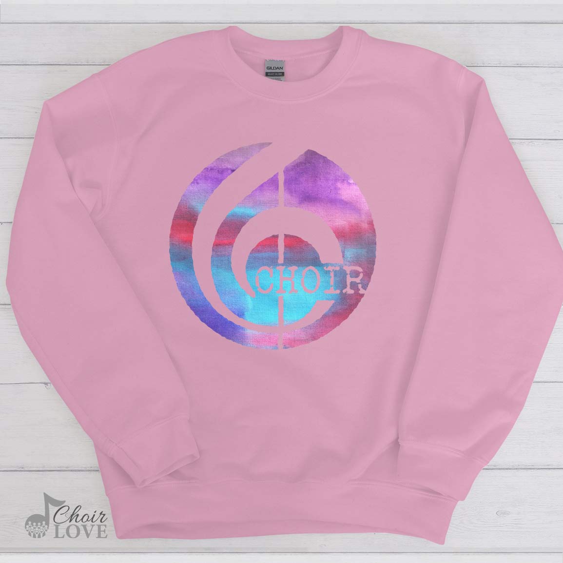 Music Gift For Choir, Musicians, Choralists Watercolor Treble Clef Crewneck Pullover Sweatshirt