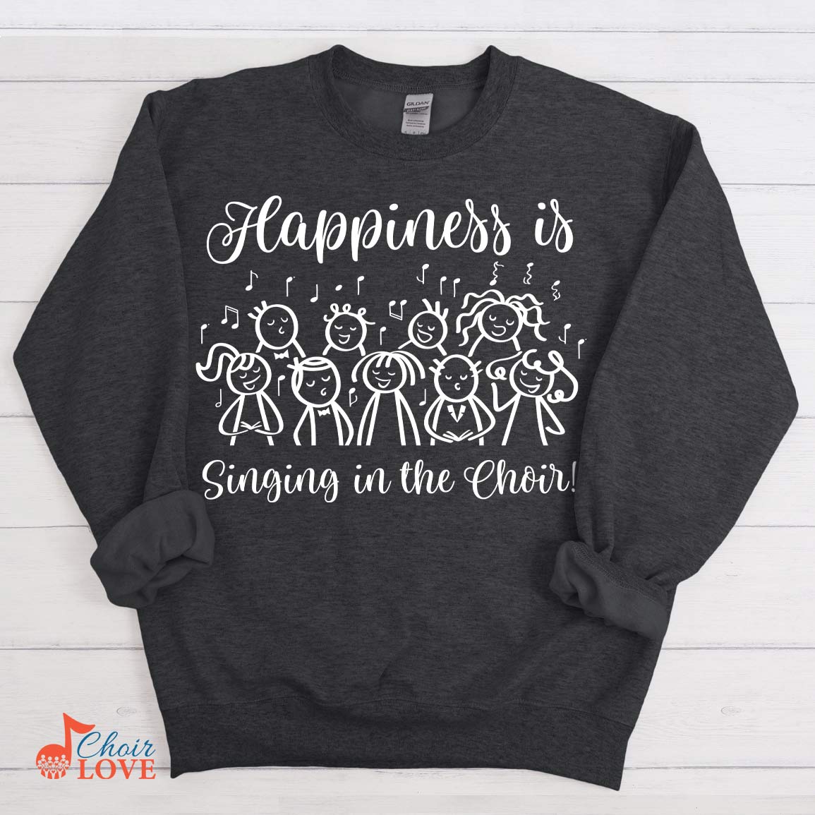 Music Gift, Gifts For Singer, Choir, Chorister, Musical Theatre, Happiness Is Singing In The Choir Crewneck Pullover Sweatshirt