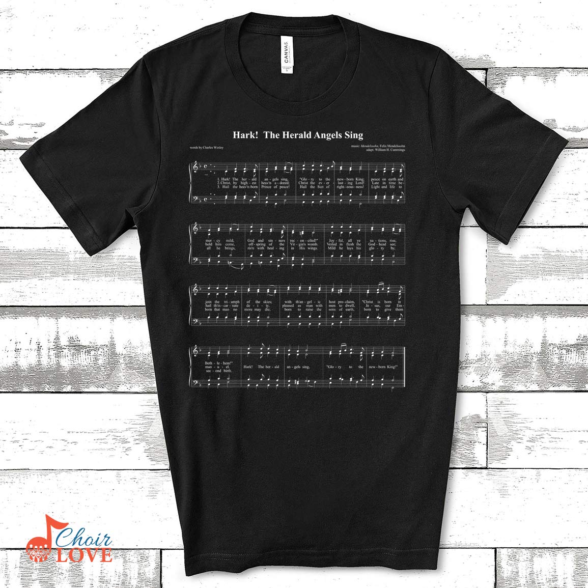 Gifts For Singer, Music Gift, Choir Gift, Hark The Herald Angels Sing Sing-a-long Music Shirt Unisex Jersey Short-Sleeve T-Shirt