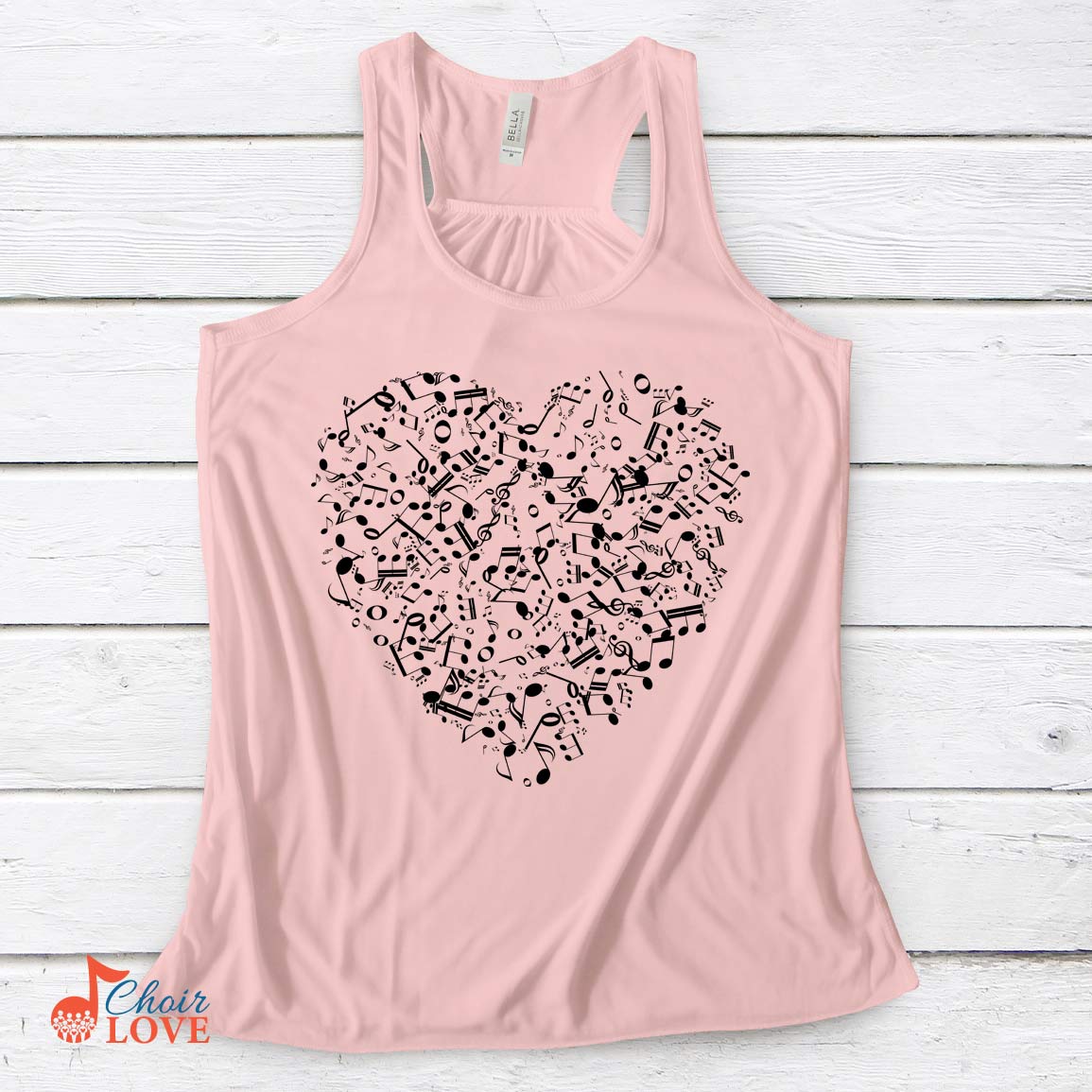 Music Gift, Gifts For Singer, Choir, Band, Musician, Musical Theatre, The Music In My Heart Ladies' Flowy Racerback Tank