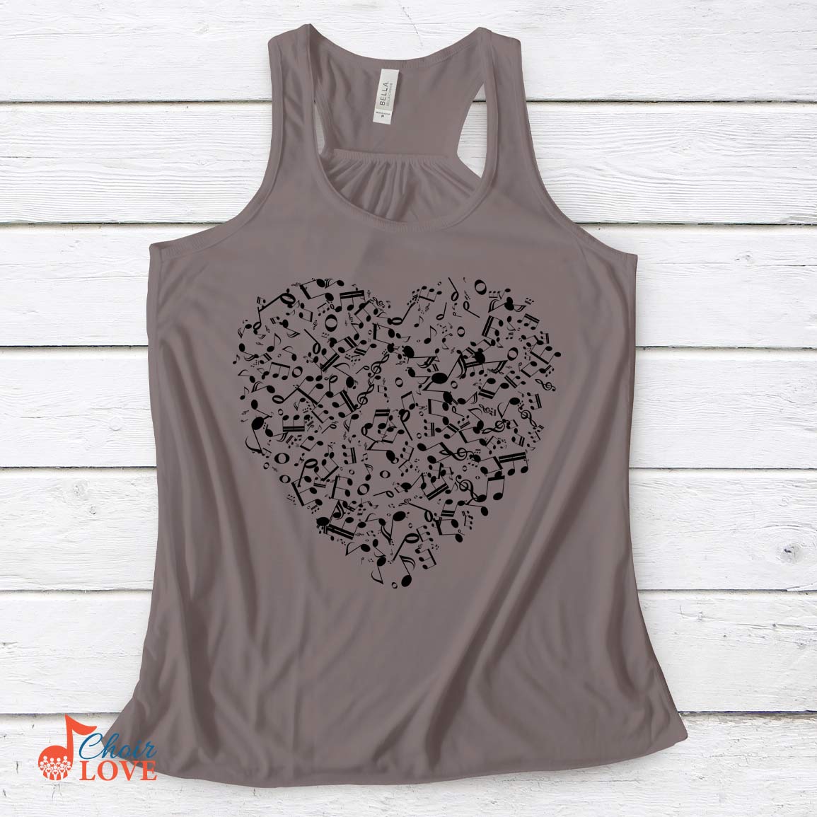 Music Gift, Gifts For Singer, Choir, Band, Musician, Musical Theatre, The Music In My Heart Ladies' Flowy Racerback Tank