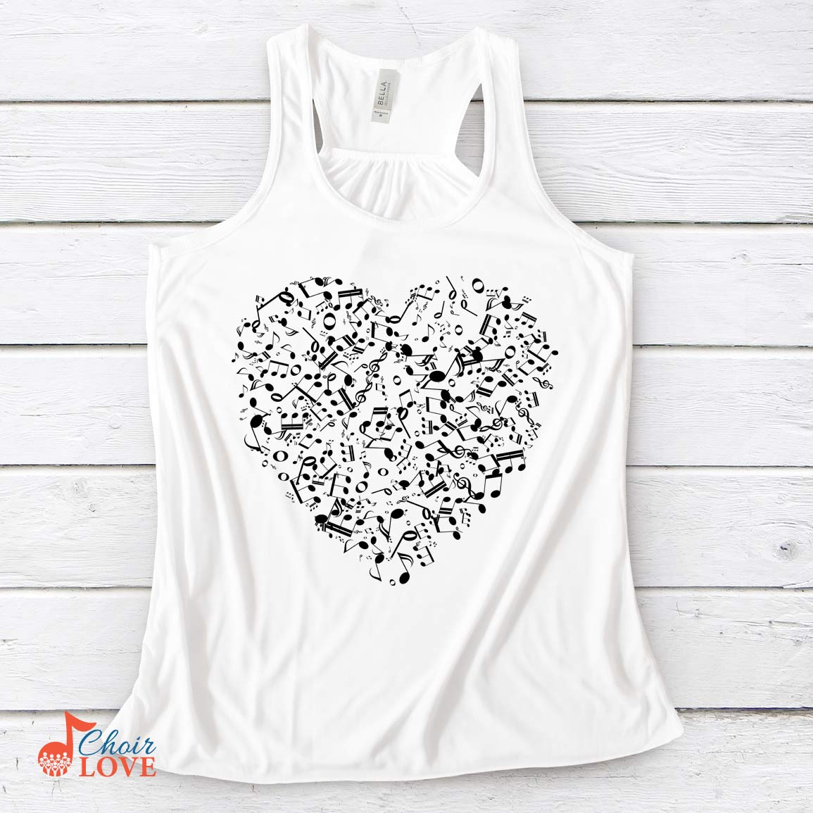 Music Gift, Gifts For Singer, Choir, Band, Musician, Musical Theatre, The Music In My Heart Ladies' Flowy Racerback Tank