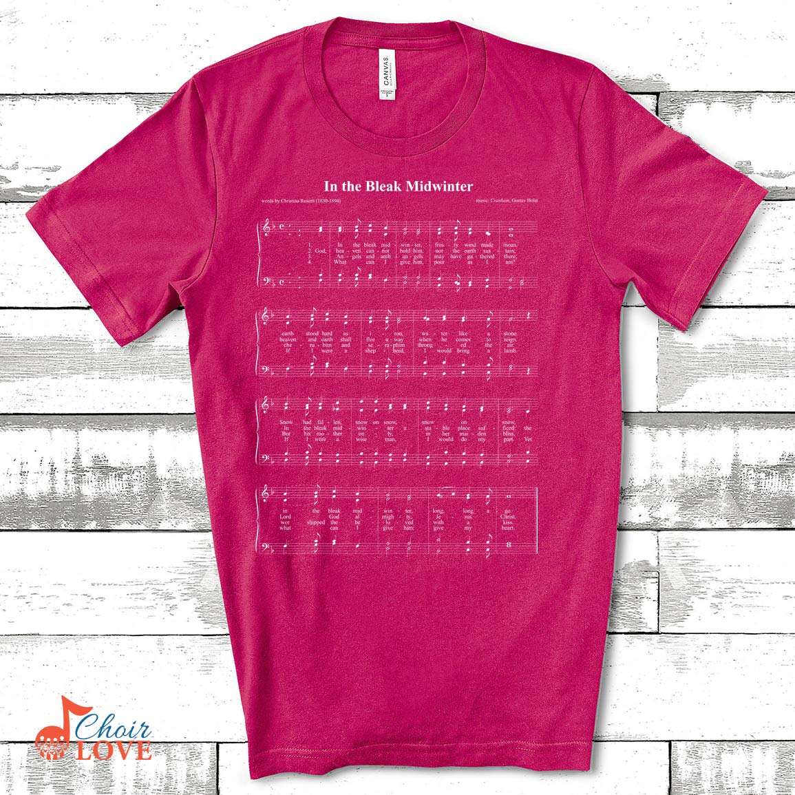 Gifts For Singer, Music Gift, Choir Gift, In The Bleak Midwinter Sing-a-long Music Shirt Unisex Jersey Short-Sleeve T-Shirt