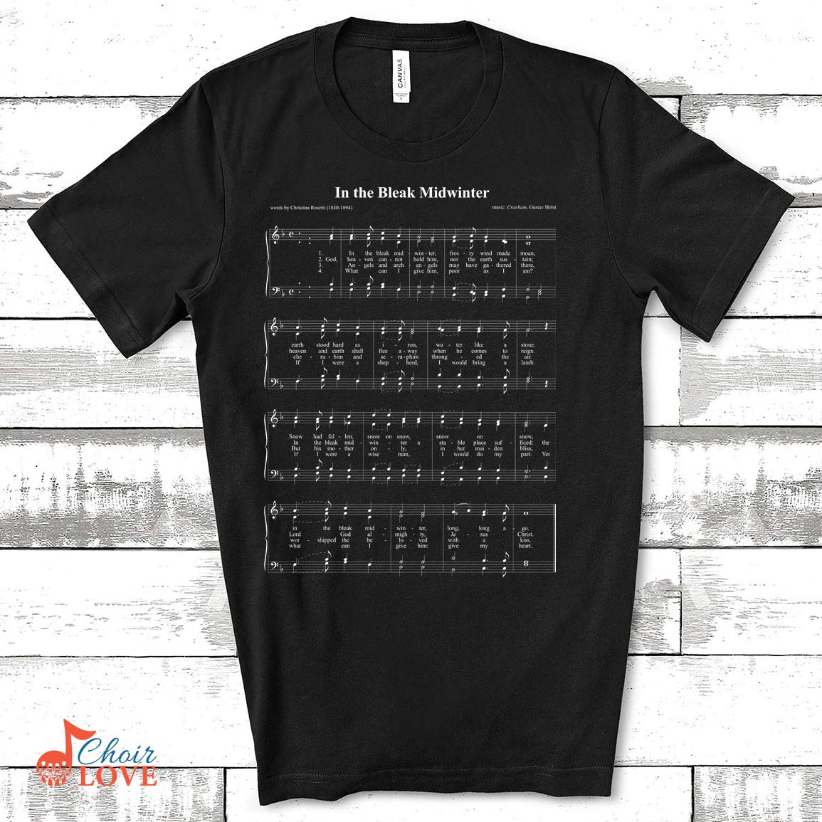 Gifts For Singer, Music Gift, Choir Gift, In The Bleak Midwinter Sing-a-long Music Shirt Unisex Jersey Short-Sleeve T-Shirt