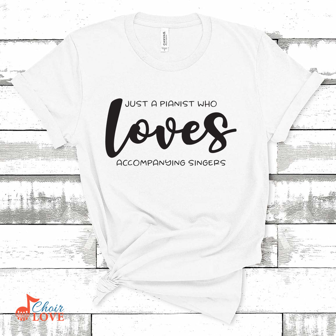 Music Gift, Gifts For Pianist, Accompanist, Organist, Just A Pianist Who Loves Accompanying Singers Unisex Jersey Short-Sleeve T-Shirt