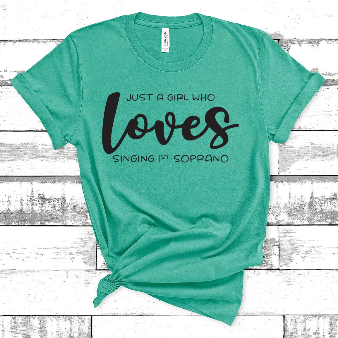 Music Gift, Gifts For Singer, Soprano, Choir, Vocalist, Musical Theatre, Just A Girl Who Loves Singing 1st Soprano Unisex Jersey Short-Sleeve T-Shirt