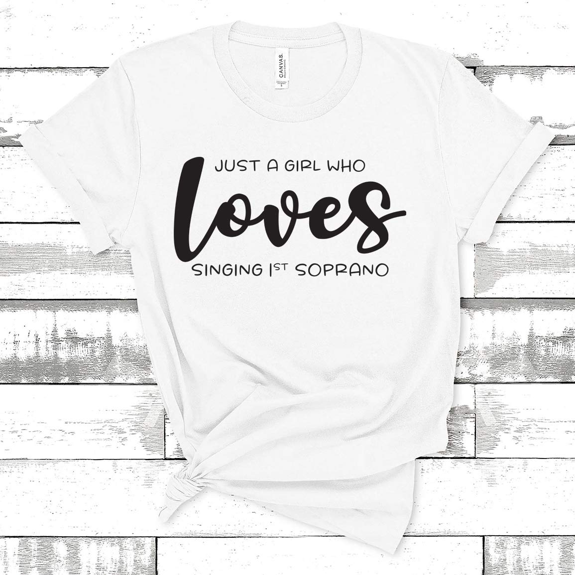 Music Gift, Gifts For Singer, Soprano, Choir, Vocalist, Musical Theatre, Just A Girl Who Loves Singing 1st Soprano Unisex Jersey Short-Sleeve T-Shirt