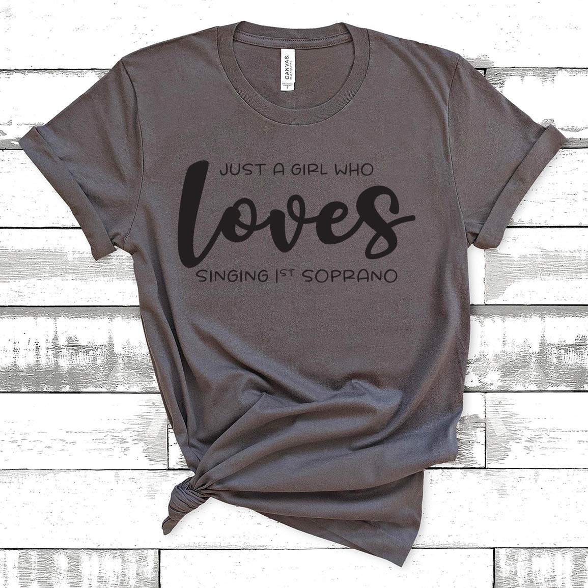 Music Gift, Gifts For Singer, Soprano, Choir, Vocalist, Musical Theatre, Just A Girl Who Loves Singing 1st Soprano Unisex Jersey Short-Sleeve T-Shirt