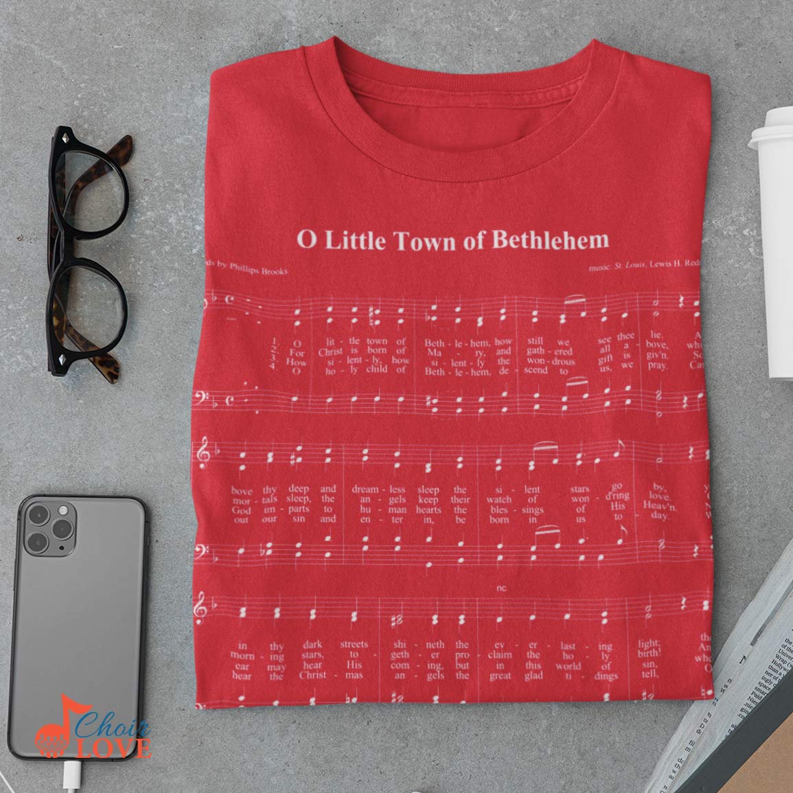 Gifts For Singer, Music Gift, Choir Gift, O Little Town Of Bethlehem Sing-a-long Music Shirt Unisex Jersey Short-Sleeve T-Shirt